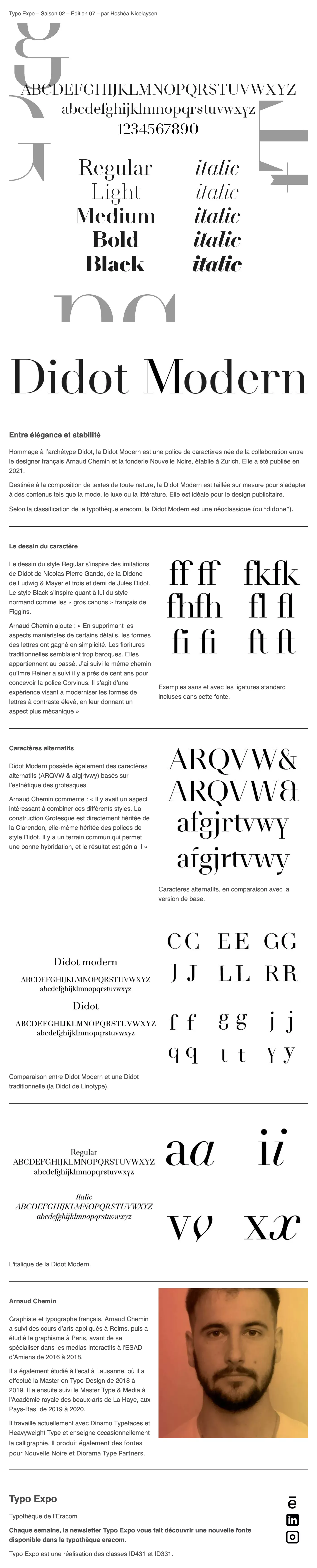 Spécimen Didot Modern